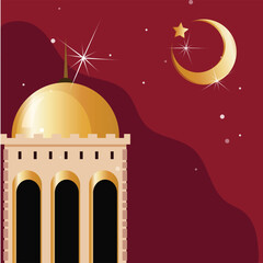 Beautiful Eid Mubarak Ramadan Kareem Islamic Celebration Illustration
