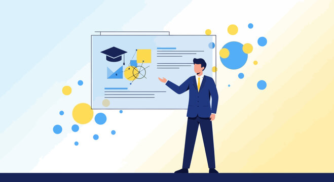 A Professional Educator Presenting Educational Data and Information on a Digital Board