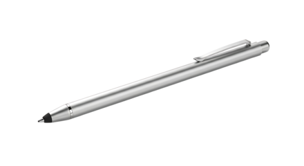 Sleek, modern stylus pen angled against a black background.