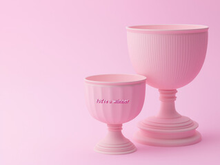 Pink goblets on pink background; smaller goblet inscribed You're a winner