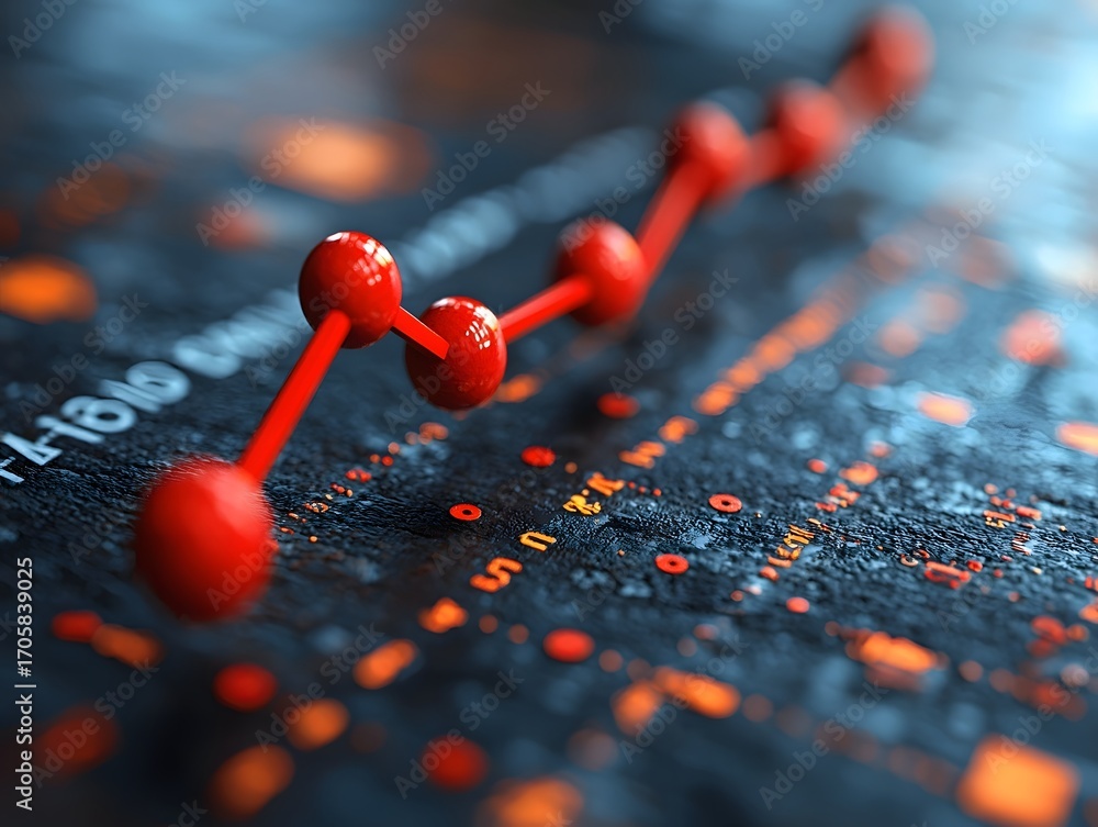 Aufkleber abstract red graph visualizes exponential growth and financial success symbolizing progress from hum