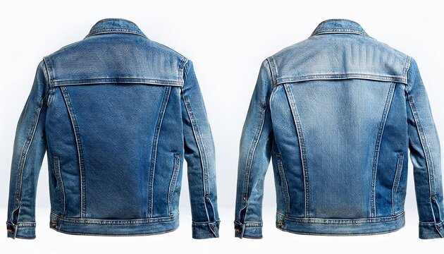 two denim jackets one showcasing the back and the other showing the front view