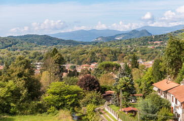 Panoramic view of the village Cuveglio in province of Varese, Lombardy, Italy