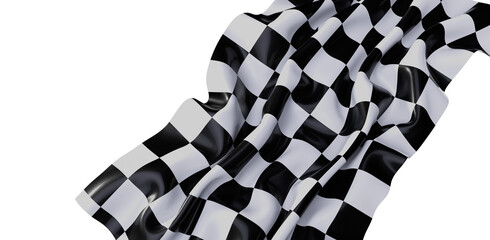 Black and white checkered flag waving, perfect for sports, racing, victory themes.