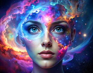 Cosmic woman's face, nebula