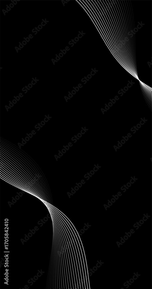 Aufkleber abstract background with dynamic curve waves black and white copy space