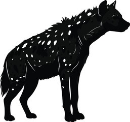 Spotted hyena silhouette illustration, African wild animal vector drawing for safari, wildlife design, jungle predator icon for decoration