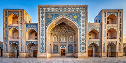 Architectural grandeur of Bibi Khanym Mosque with intricate stone carvings and ornate tile work , history, Islamic