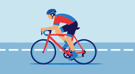 Naklejka premium Athlete Pedaling Bicycle, Promoting Health, Fitness, and Recreational Exercise in Motion, Outdoors