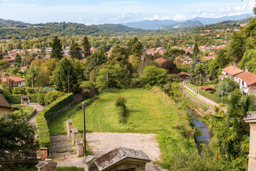 Panoramic view of the village Cuveglio in province of Varese, Lombardy, Italy