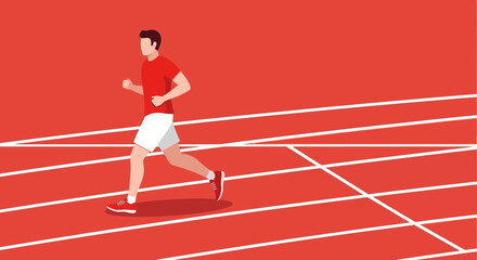 Fototapeta premium Athlete Sprinting On Red Track, Showing Determination And Speed For Victory