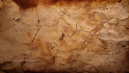aged grunge texture brown paper background with coffee stains and cracks