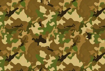 Fototapeta premium Realistic seamless camouflage pattern ideal for hunting, fishing, military applications, military, pattern