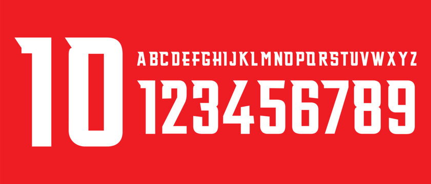 Strong geometric style and sharp corners characterise this bold sport alphabet font, Perfect For Jerseys, Posters, And Headlines. All Caps Letters And Numbers