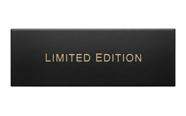 Limited edition text on a black plaque
