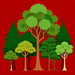 Fototapeta premium “Big Green Tree Vector Set – Natural Forest Collection”