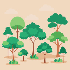 Fototapeta premium “Big Green Tree Vector Set – Natural Forest Collection”