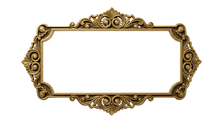 Ornate golden frame with elaborate decorative flourishes, set against a stark black background.