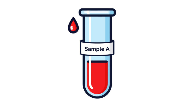 Cartoon Illustration of a Blood Sample in a Test Tube.