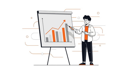 Fototapeta premium Business Presentation Analyzing Growth Charts Showing Positive Financial Performance