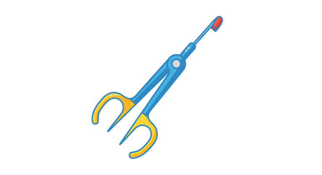 Cartoon Illustration of Dental Dam Clamp Instrument.