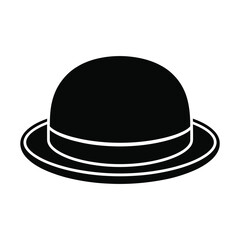 Classic Black Bowler Hat Icon Depicting Timeless Style and Sophistication a Traditional Symbol of British Culture and Gentlemanly Elegance for Fashion or Design Projects