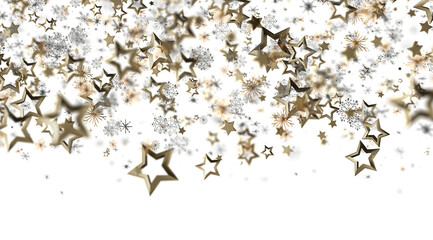 Elegant background with gold stars and snowflakes. Perfect for holidays, celebrations, and winter designs.