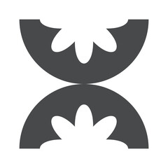Two semicircles floral geometric shape