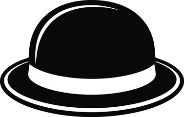 Classic Black Bowler Hat Symbol of Vintage Style and Elegance Minimalist Design for Fashion and Costume Illustrations or Graphic Elements Retro Accessory with Timeless Appeal