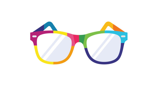 Colorful Rainbow Striped Eyeglasses with Clear Lenses.