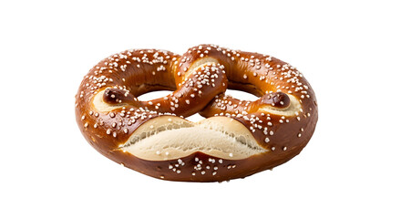 Close-up of a pretzel, showcasing its intricate knot and detailed texture, against a striking black backdrop.