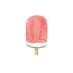 Watermelon Popsicle Clipart – Digital Watercolor Illustration 