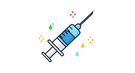Cartoon Syringe with Blue Liquid Medical Injection Tool Illustration. © solikhin