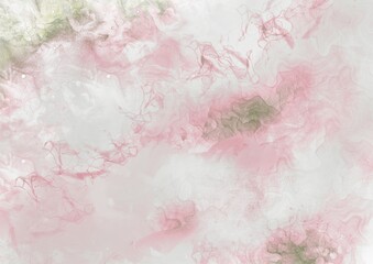 Soft Pink Watercolor Abstract Background with Green Accents