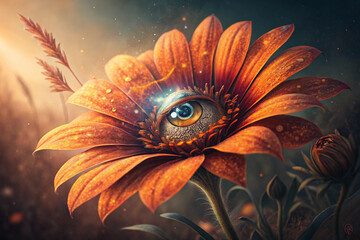 abstract background with orange flowers