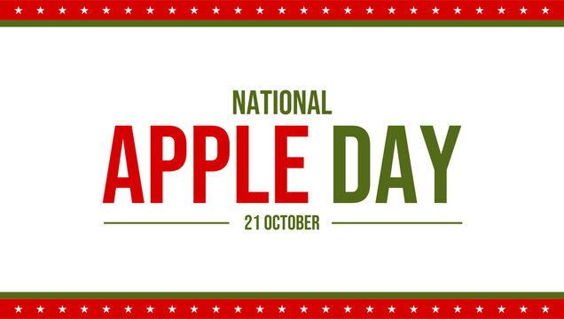 National Apple Day banner design with bold red and green typography and border, celebrated on 21 October