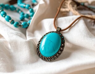 Generated image ターコイズ石を使ったハンドメイドのネックレス