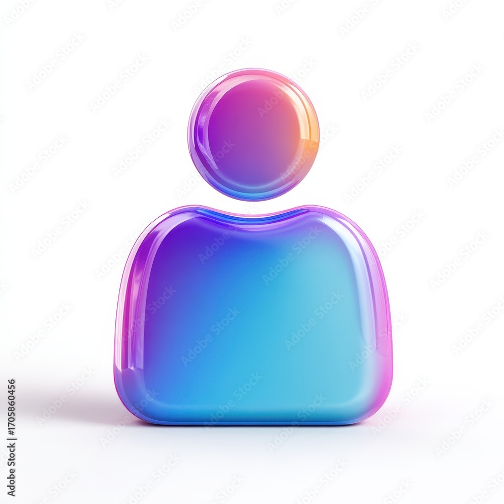 Poster colorful abstract person icon 3d render for profile picture user interface design