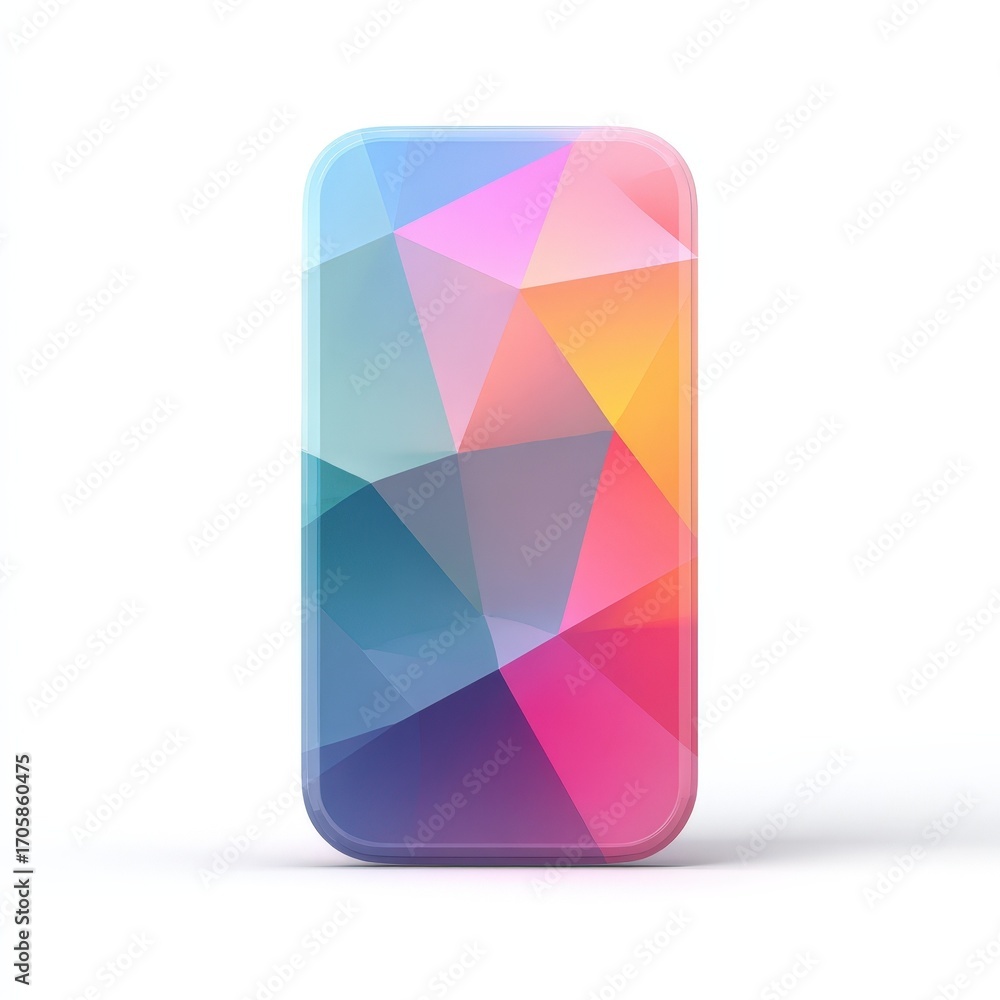 Poster colorful abstract geometric smartphone mockup design with polygonal pattern for app presentation