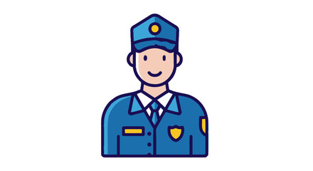 Cartoon Police Officer in Uniform.