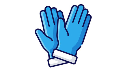 Pair of Blue Protective Rubber Gloves Illustration.