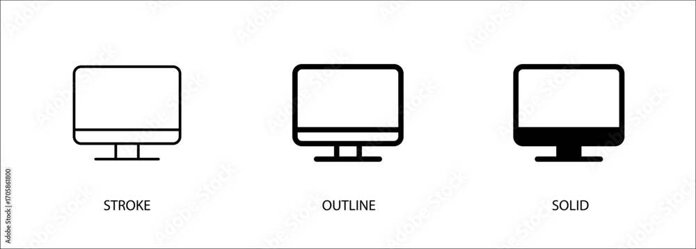 Poster computer icon for desktop, information technology. vector stroke, outline and solid icons. eps10 fil