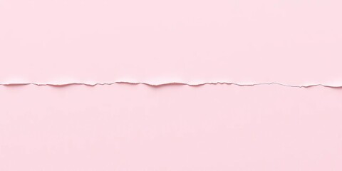 Cleanly torn edge of thin, light pink paper; smooth texture, isolated on white,   clean tear, scrapbooking