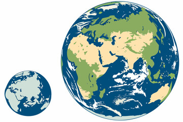 world map with globes