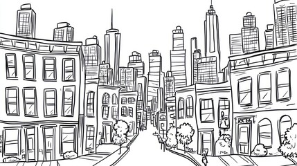 Obraz premium Cityscape line drawing