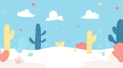 Cute cactus landscape background
