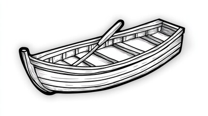 Simple wooden rowboat illustration