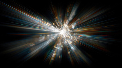 Blue and white winged light burst resembling an angel