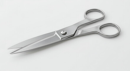 Obraz premium Sleek Metal Scissors Isolated on White Background, a Versatile Tool for Various Cutting Tasks with its Sharp Blades and Ergonomic