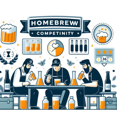 Minimalist flat illustration of a homebrewer enjoying a quiet moment while sipping a homemade brew in their backyard, embodying the relaxation aspect of homebrewing, on a white background.